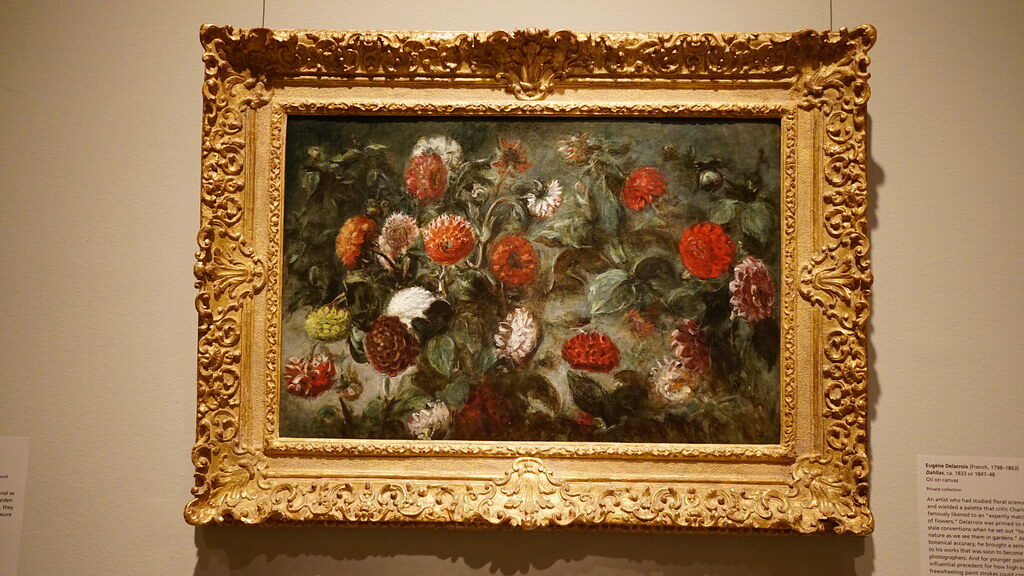 Classic still life of flowers in a gilded frame